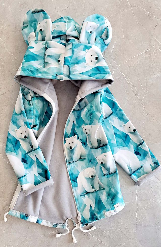 Kurtka softshell z uszkami " Misie polarne"